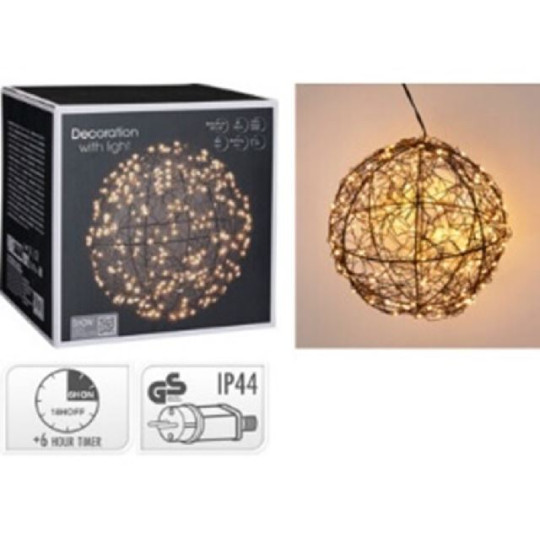 SFERA METAL NERO D18CM LED BIANCO CALDO