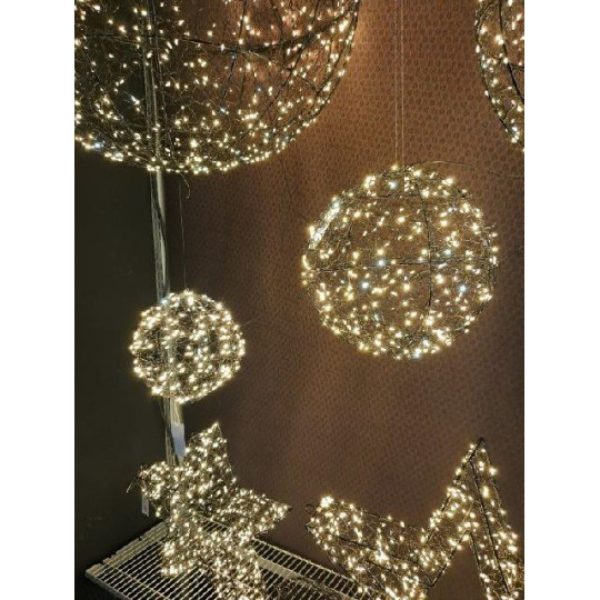 SFERA METAL NERO D18CM LED BIANCO CALDO