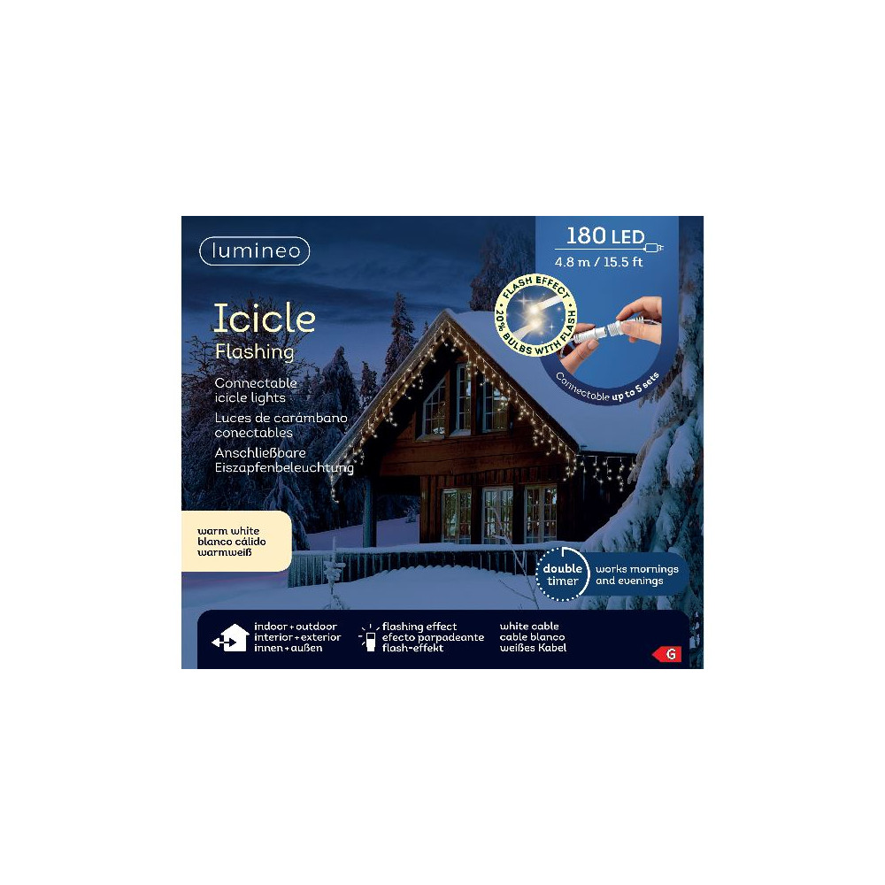 TENDA ICICLE 180LED 480XH52CM WARM WHITE