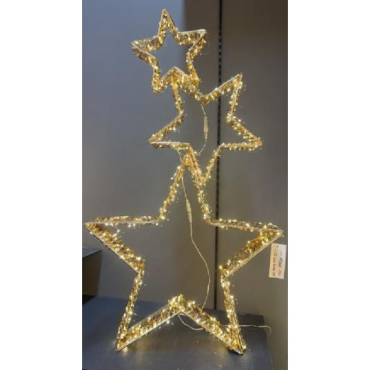 TRIS STELLE ORO 81X14XH140CM 1120LED BIA