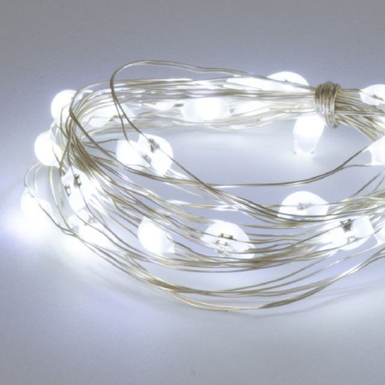 FILO ARGENTO 30 LED JUMBO BIANCO FREDDO