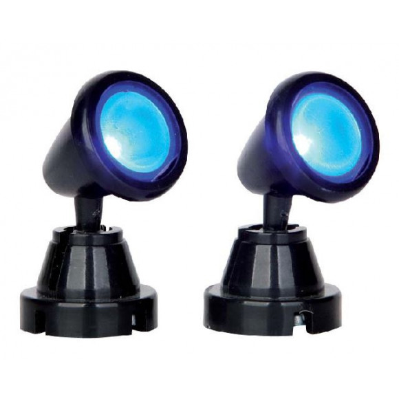 ROUND SPOT LIGHT, BLUE, SET OF 2, B/O (4