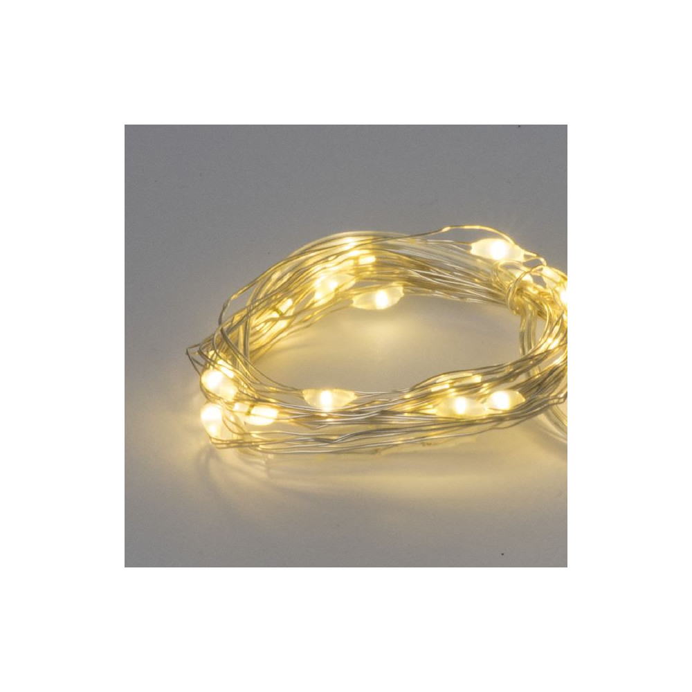 FILO ARGENTO 10 LED LUCE BIANCO CALDO