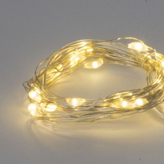 FILO ARGENTO 10 LED LUCE BIANCO CALDO