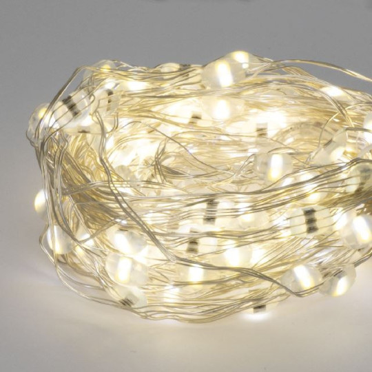 FILO ARGENTO 10 LED BIANCO FREDDO