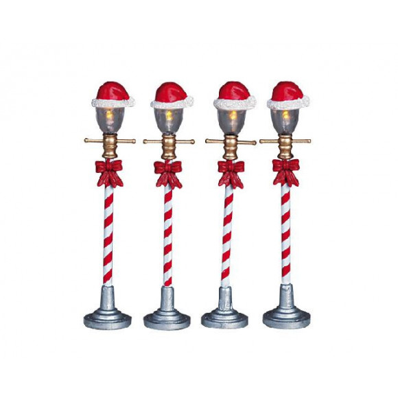 SANTA HAT STREET LAMP, S/4, B/O
