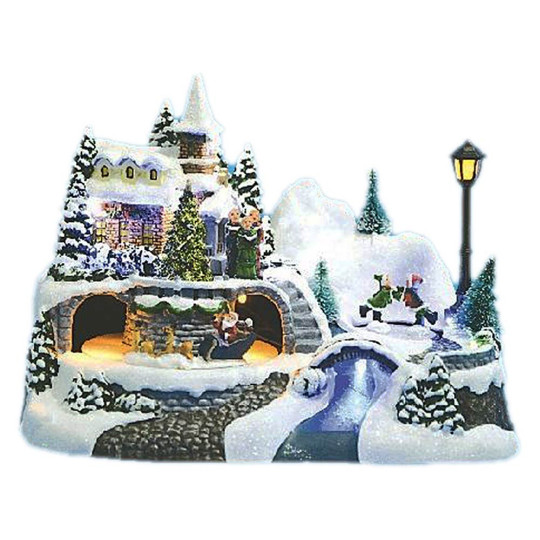 VILLAGGIO CON BABBO NATALE SU SLITTA BATTERIA VILLAGGIO CON BABBO NATALE SU SLITTA BATTERIA