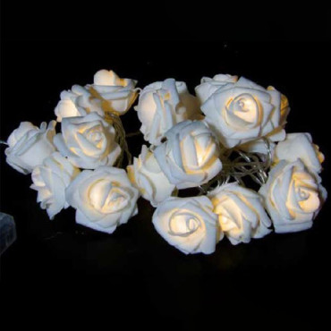 CATENA ROSE BIANCHE 20 LED B.CALDO BATT
